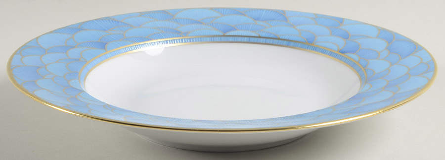 Eventails Bleu Large Rim Soup Bowl by Haviland-1