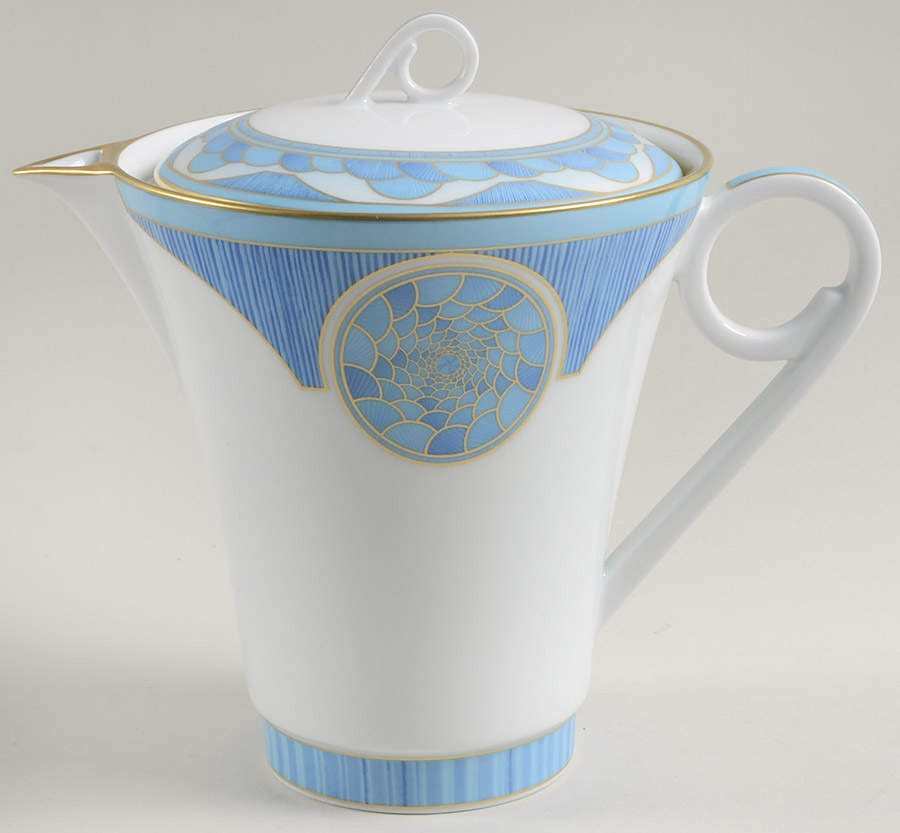 Eventails Bleu Coffee Pot & Lid by Haviland-1