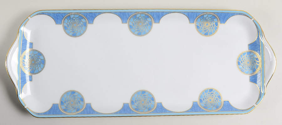 Eventails Bleu Oblong Cake Plate by Haviland-1