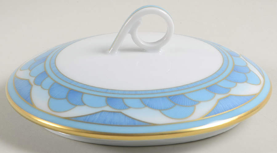 Eventails Bleu Lid for Tea/Coffee Pot by Haviland-1