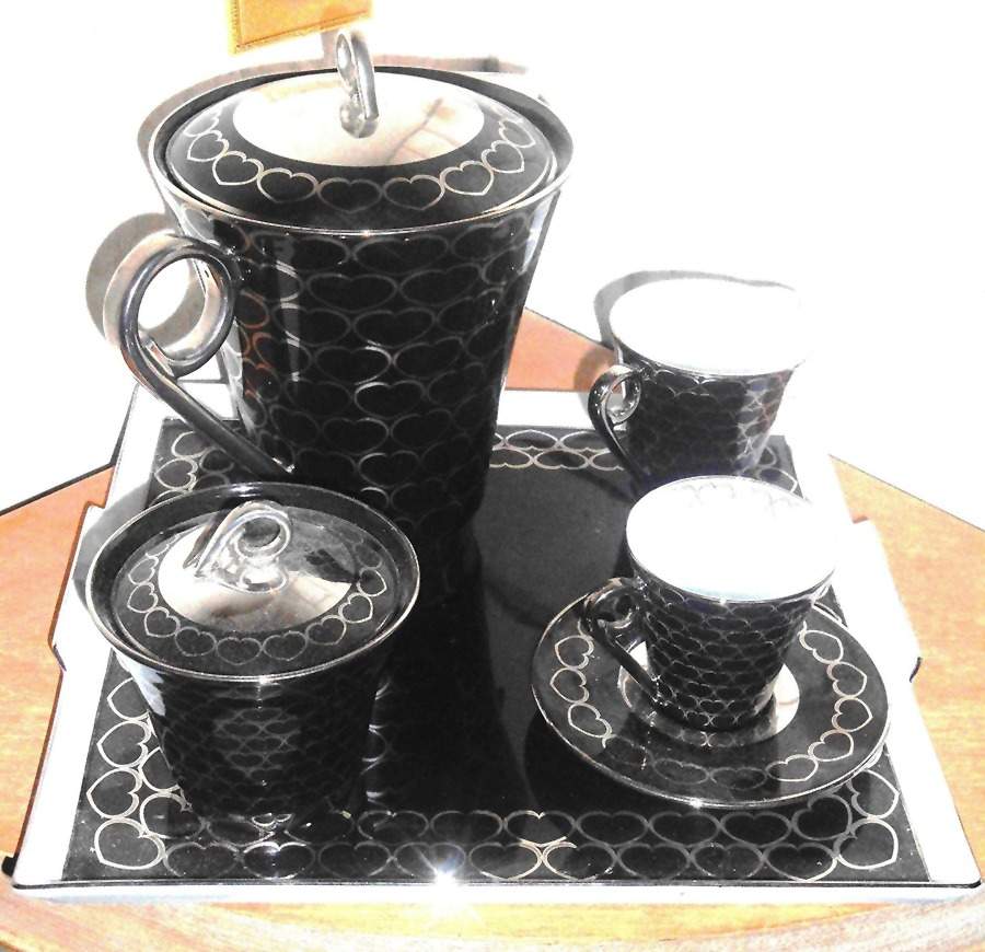 Onze de Coeur Noir Platine Tea/Coffee Pot & Lid by Haviland-1