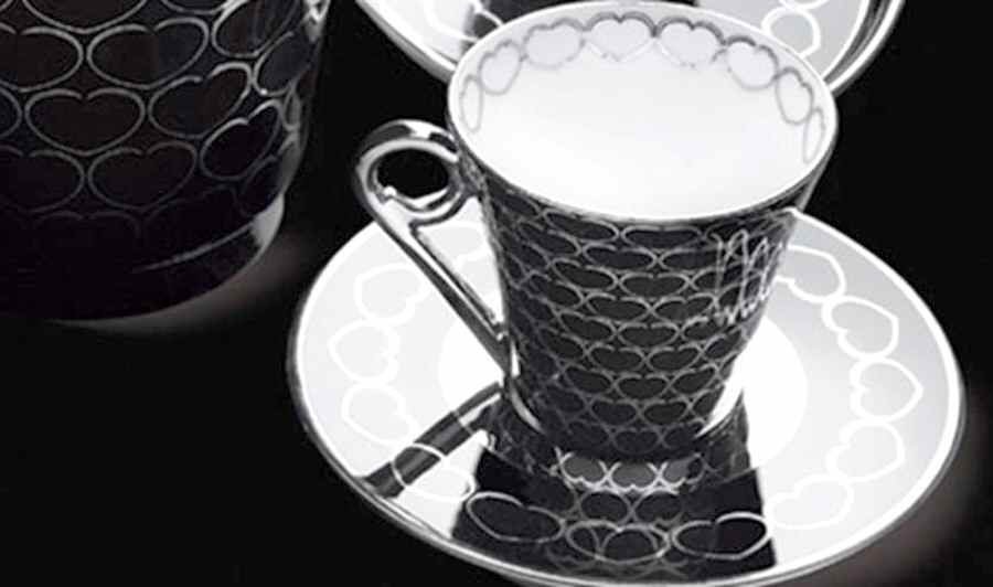Onze de Coeur Noir Platine Flat Cup & Saucer Set by Haviland-1