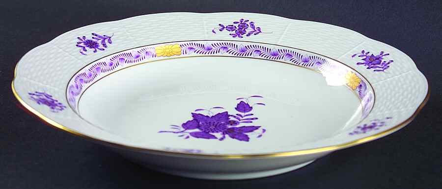 Chinese Bouquet Lilac Large Rim Soup Bowl by Herend-1