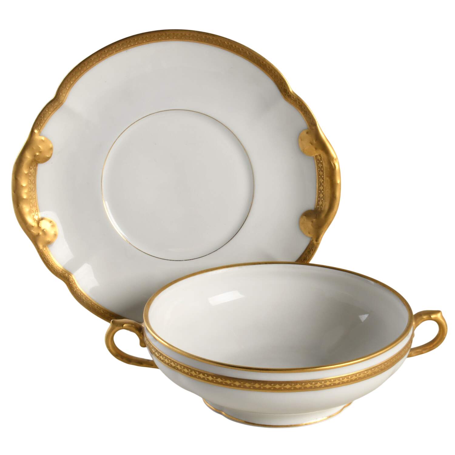 H3794 Footed Cream Soup Bowl & Saucer Set by Haviland-1
