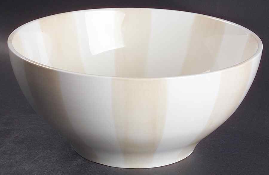 Stripes Beige 10" Large Salad Serving Bowl by Jonathan Adler-1