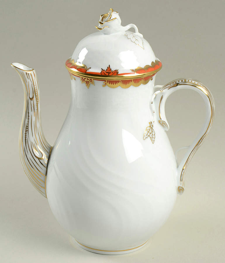 Princess Victoria Rust Coffee Pot & Lid by Herend-1
