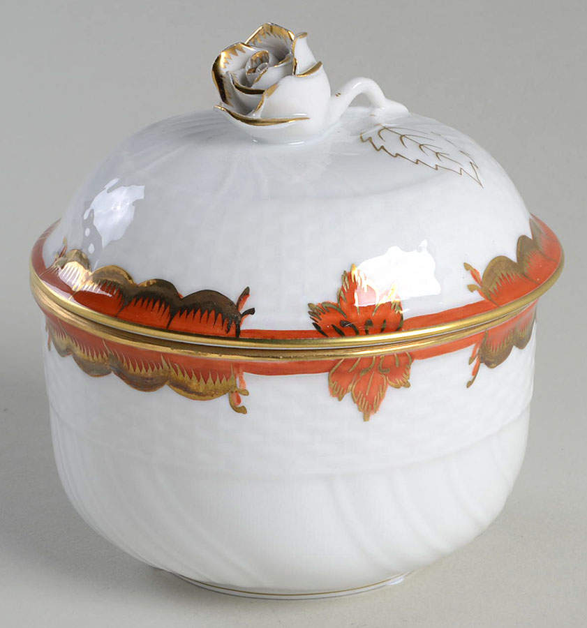 Princess Victoria Rust Sugar Bowl & Lid by Herend-1