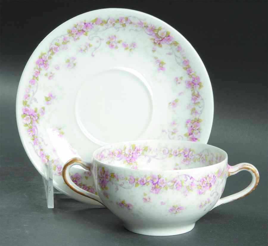 Schleiger 857-2 Flat Bouillon Cup & Saucer by Haviland-1