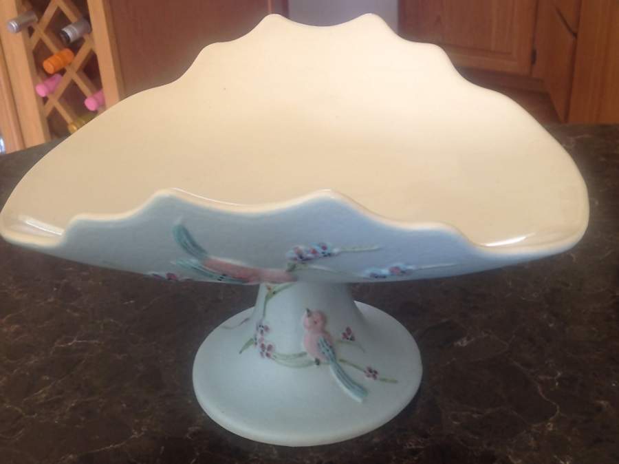 Serenade Blue (Matte Gloss) Large Footed Fruit Bowl by Hull-1