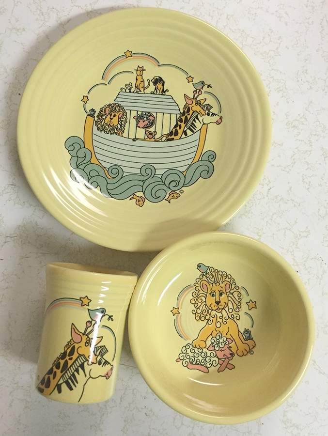 Fiesta Cruisin' (Noah's Ark) Sunflower (3 Piece) Child's Set by Homer Laughlin -1