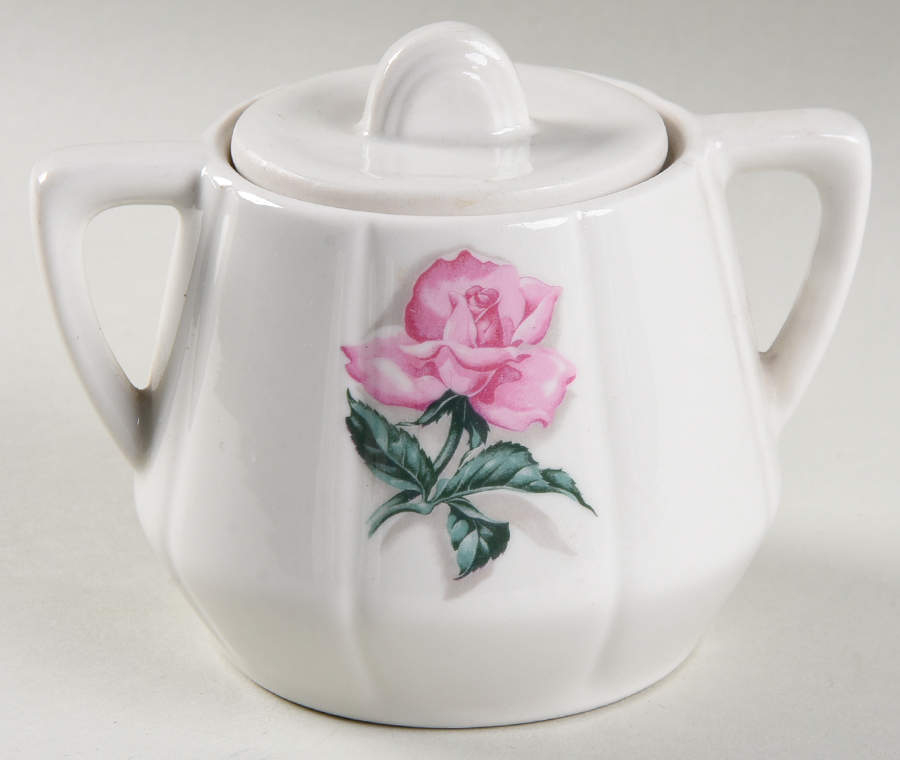 Rose Sugar Bowl & Lid by Hall-1