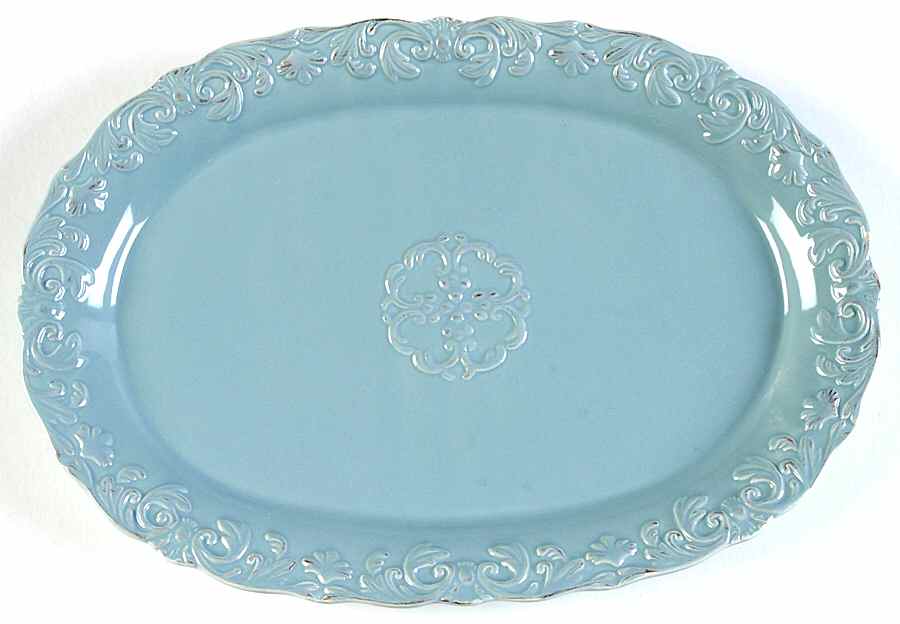 Madison Collection Antique Blue 12" Oval Serving Platter by Home Essentials-1