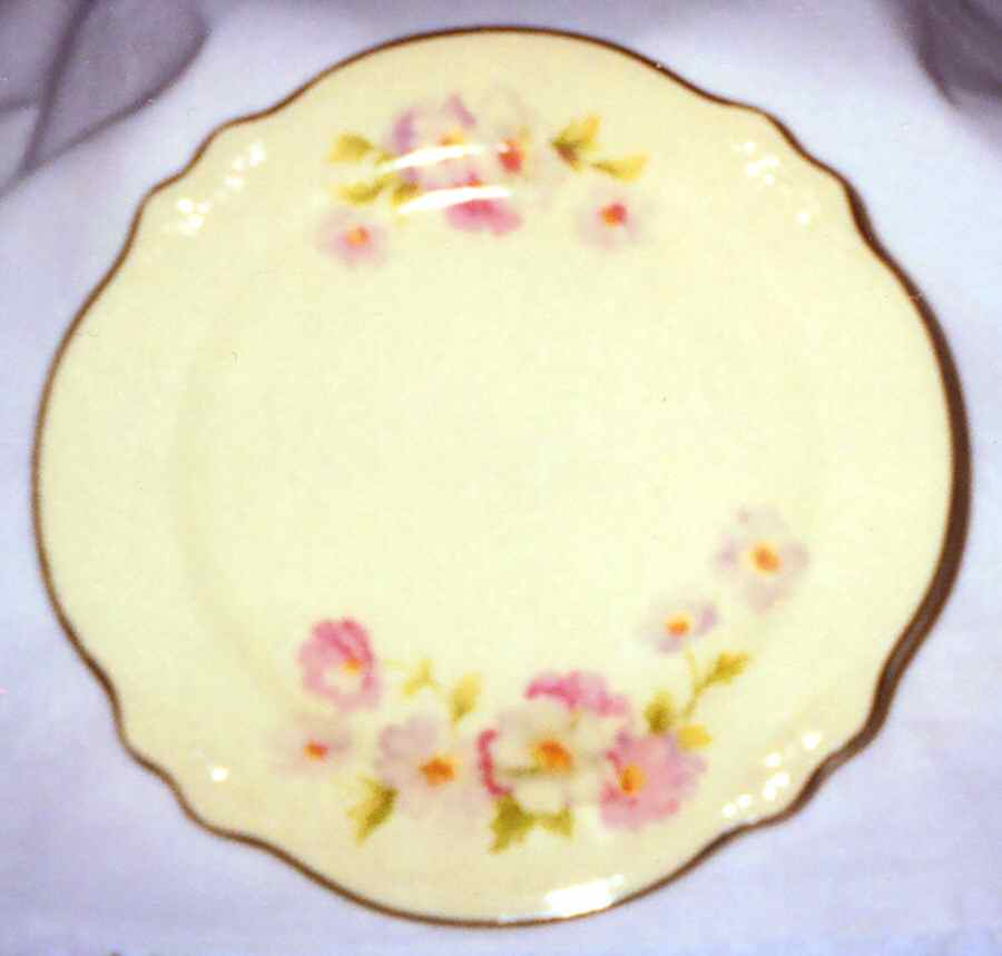 Fluffy Rose (Gold Trim) Bread & Butter Plate by Homer Laughlin -1