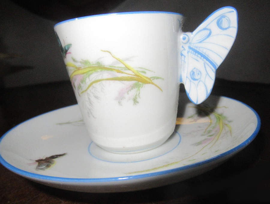 Meadow Visitors (Smooth, Turquoise Trim) Flat Demitasse Cup & Saucer Set by Haviland-1