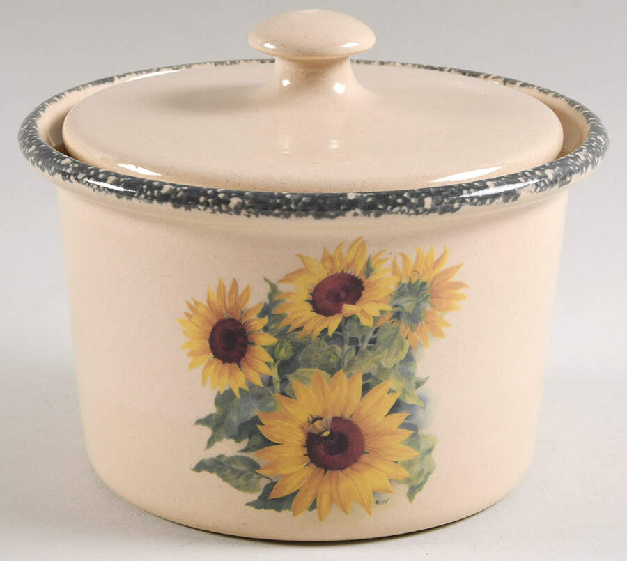 Sunflower Butter Crock & Lid by Home & Garden Party-1