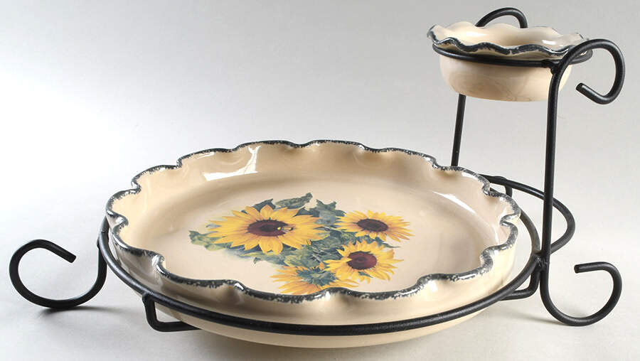 Sunflower Chip & Dip W/Metal Stand by Home & Garden Party-1