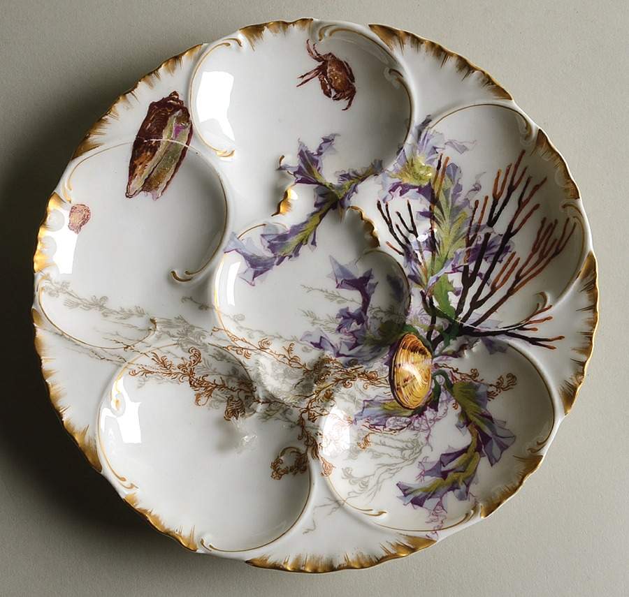 Sea Life Oyster Plate by Haviland-1