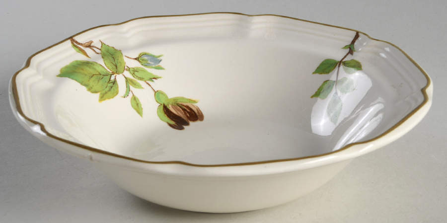 White Apple Blossom Rim Soup Bowl by Hankook-1