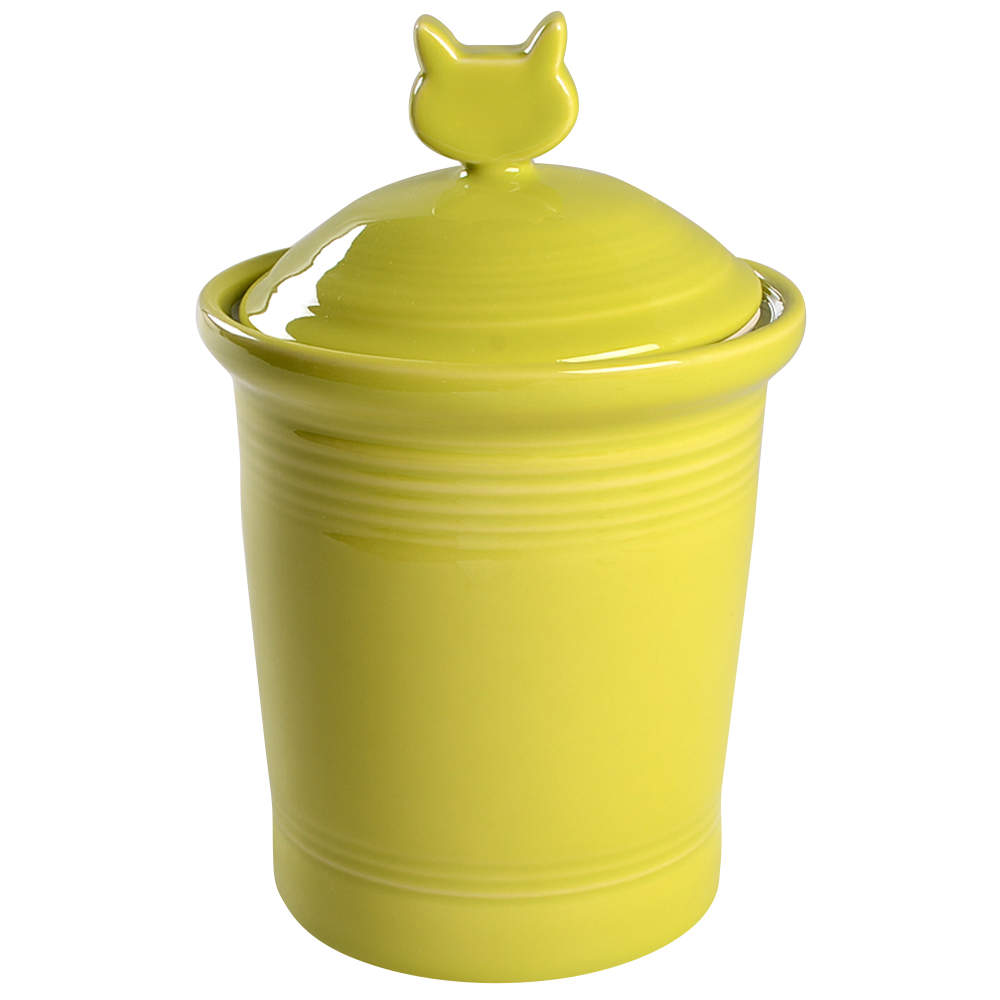 Fiesta Lemongrass (Intro 2009) Cat Treats Holder/Jar & Lid by Homer Laughlin -1
