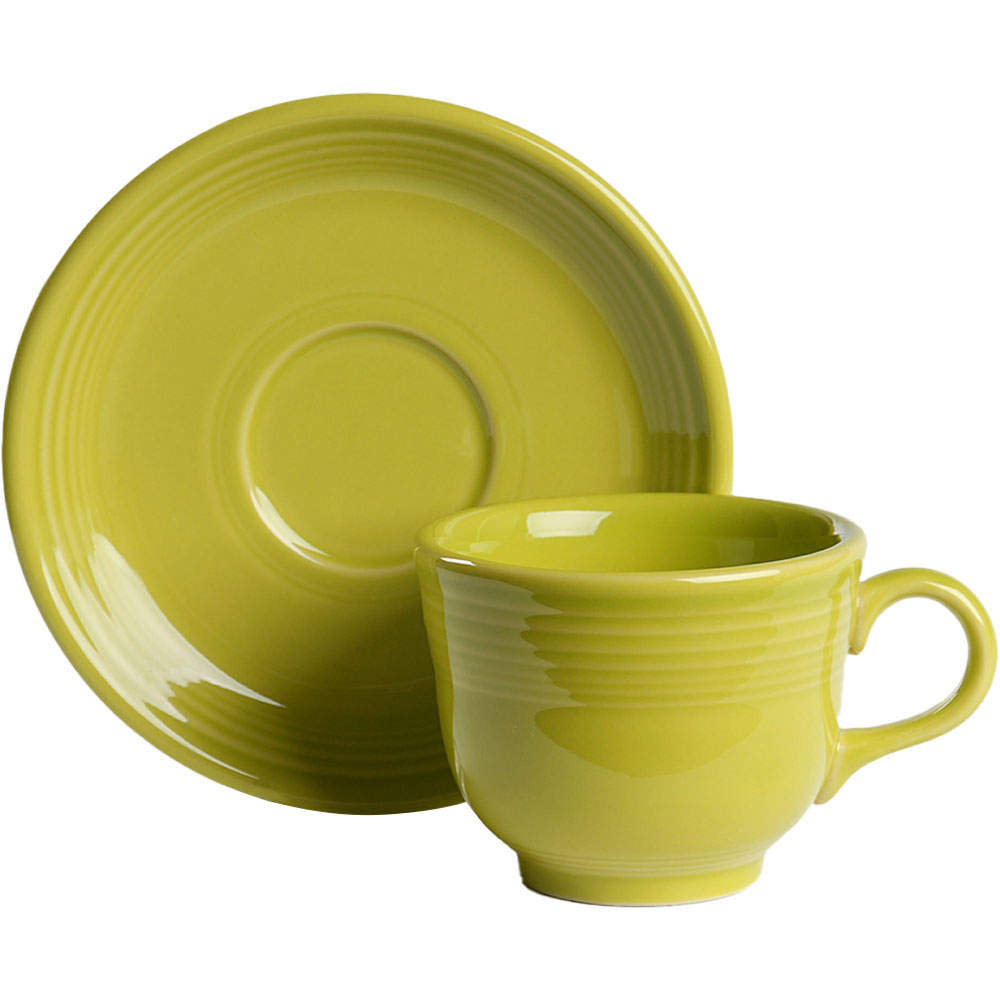 Fiesta Lemongrass (Intro 2009) Flat Cup & Saucer Set by Homer Laughlin -1