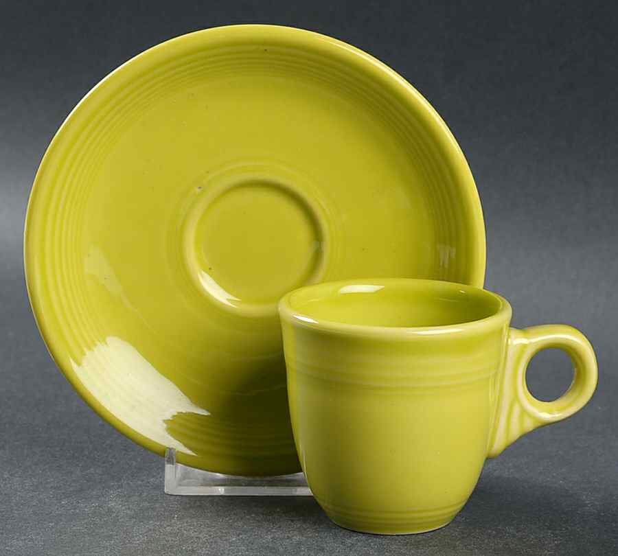 Fiesta Lemongrass (Intro 2009) Flat Demitasse Cup & Saucer Set by Homer Laughlin -1