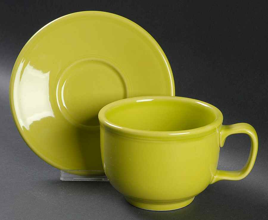 Fiesta Lemongrass (Intro 2009) Jumbo Cup & Saucer Set by Homer Laughlin -1