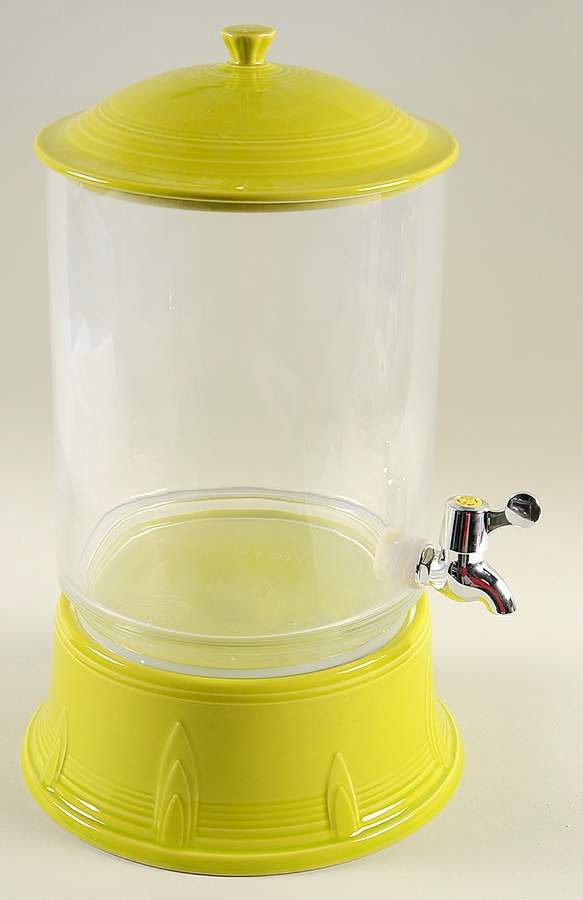 Fiesta Lemongrass (Intro 2009) Glass Beverage Dispenser w/Ceramic Lid&Pedstl by Homer Laughlin -1