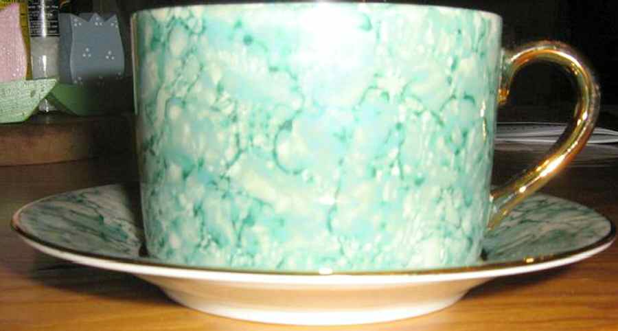 HBX1 Green Flat Cup & Saucer Set by Hues 'n Brews-1