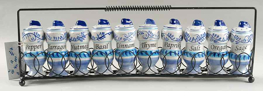 Amalfi Coast Spice Shaker Set (10 Shakers & Rack) by Home Essentials-1