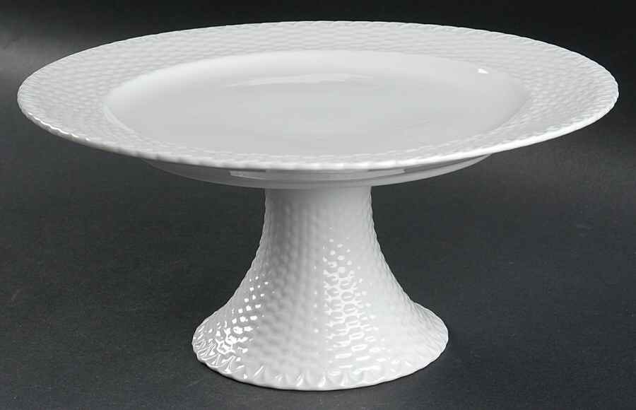 Basket Weave 10" Diameter Pedestal Cake Stand by Home Essentials-1