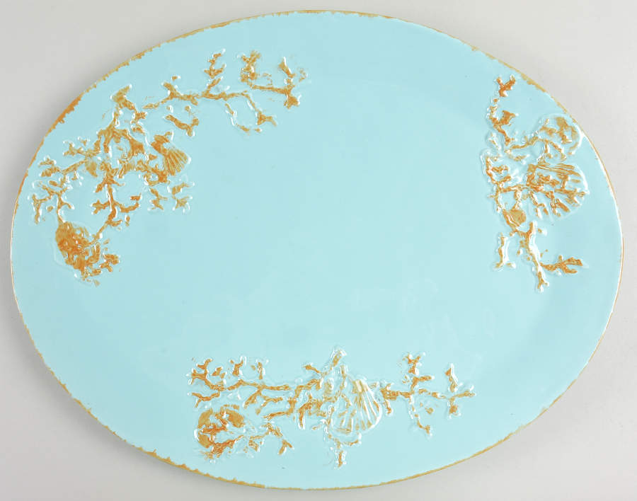Reef Aqua 18" Oval Serving Platter by Home Essentials-1