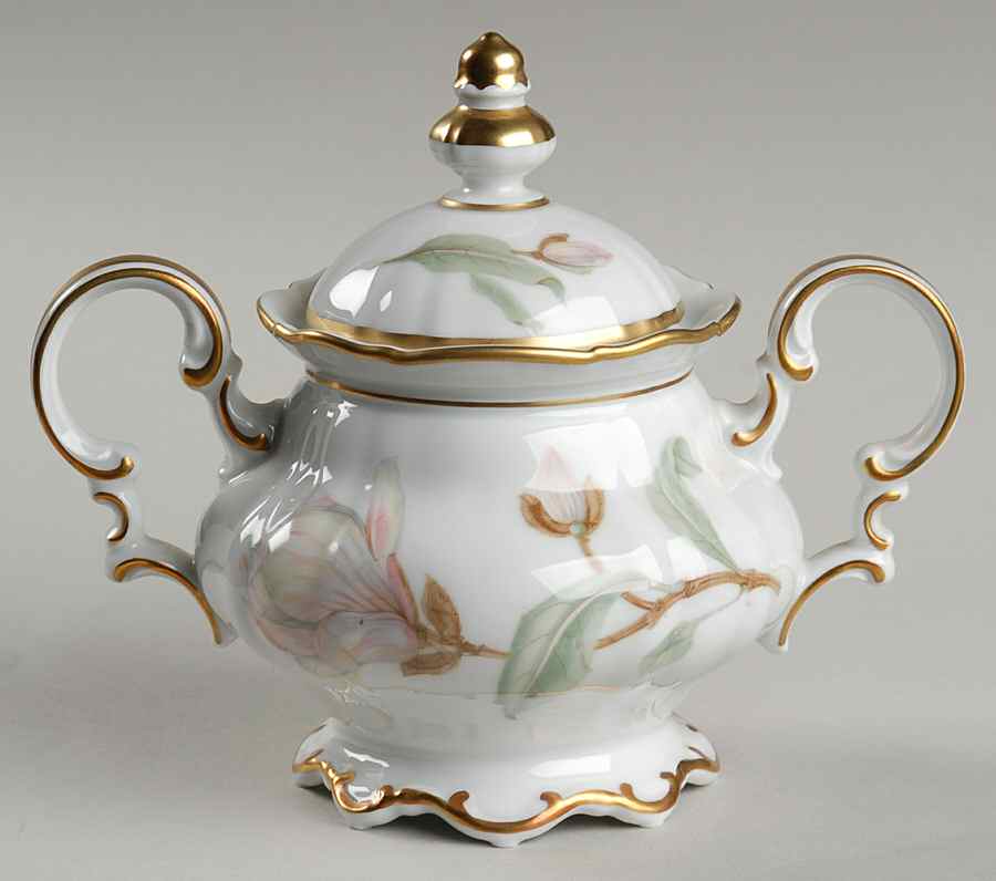 Magnolia (8230, Sylvia, White) Sugar Bowl & Lid by Hutschenreuther-1