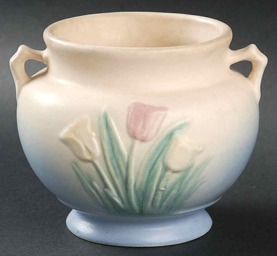Tulip Yellow Blue 5" Jardiniere by Hull-1