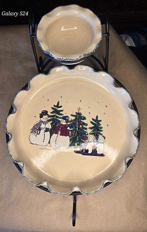 Snowman Chip & Dip W/Metal Stand by Home & Garden Party-1