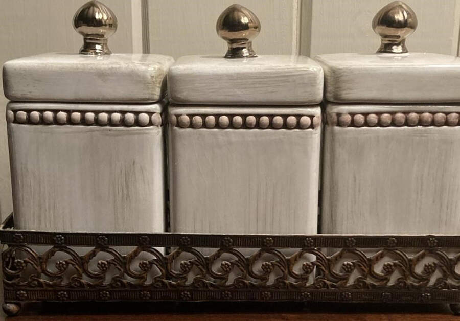Valencia Small Canister - Set of 3 with Metal Base by Home Essentials-1