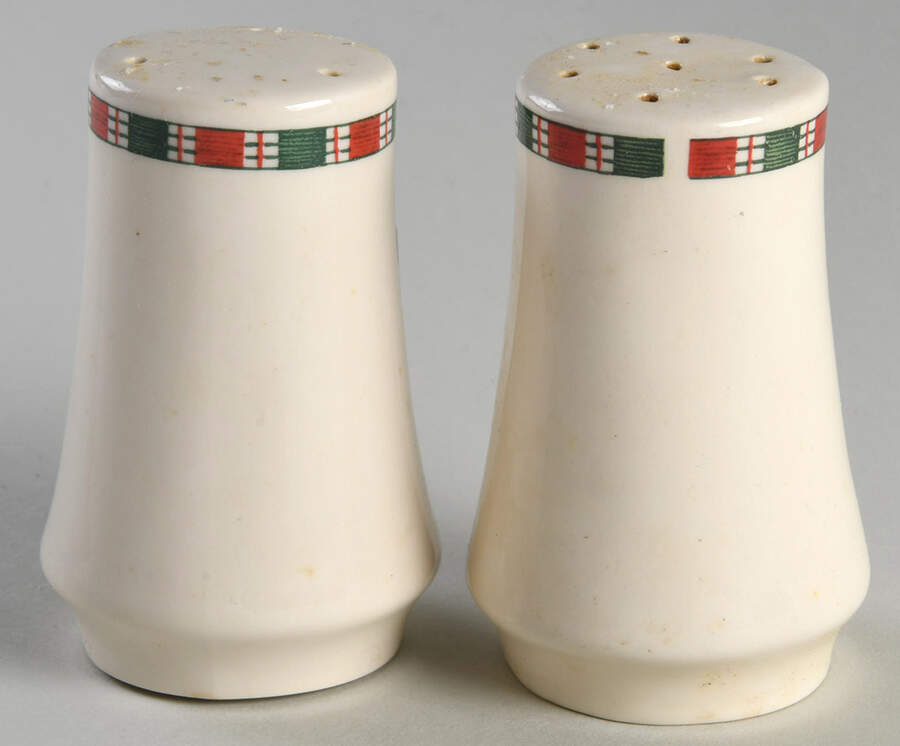 Tartan Ribbon (Cream Background, Gold Trim) Salt & Pepper Set by Home Essentials-1