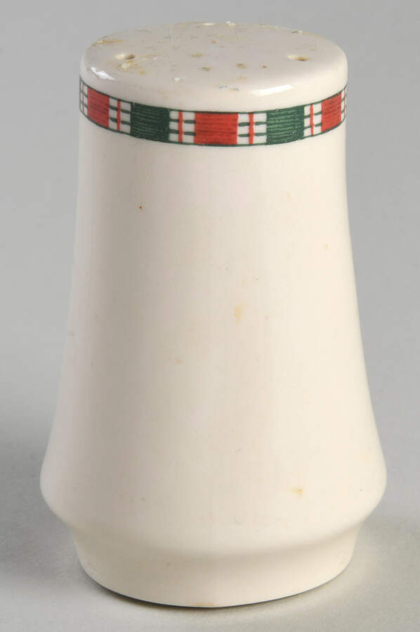 Tartan Ribbon (Cream Background, Gold Trim) Salt Shaker by Home Essentials-1