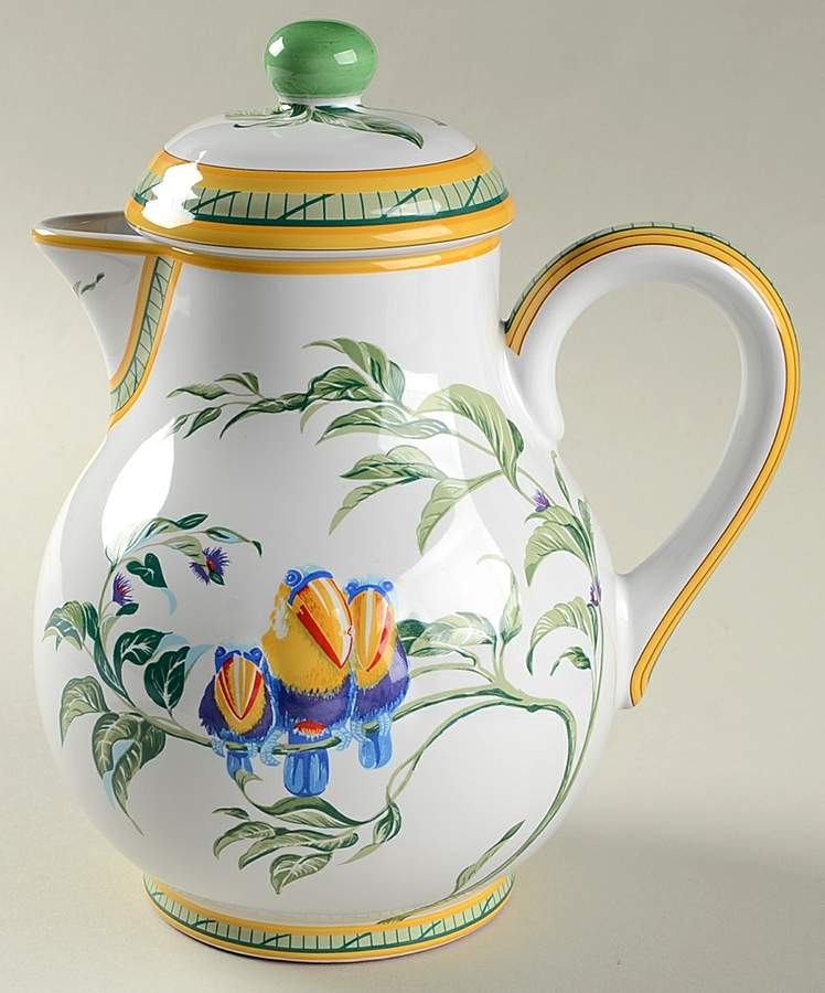 Faience Toucans Tea/Coffee Pot & Lid by Hermes-1