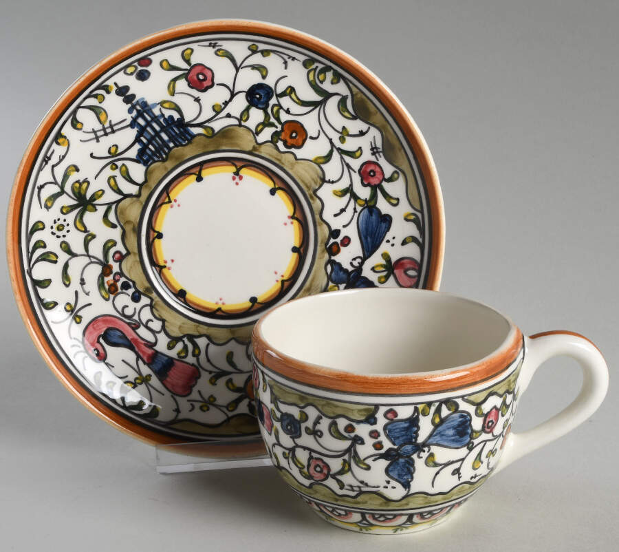 Pavoes Flat Cup & Saucer Set by Horchow-1
