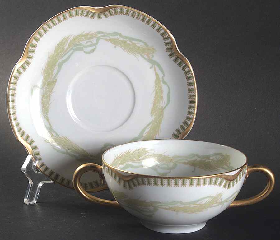 H3990 Flat Cream Soup Bowl & Saucer Set by Haviland-1