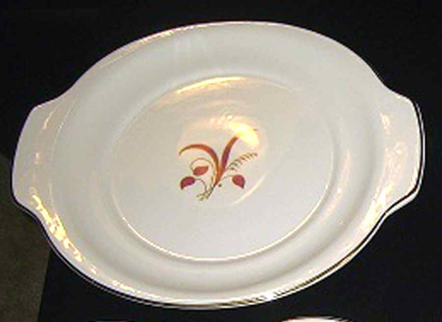Slender Leaf (No Color Band) Handled Cake Plate by Harker-1
