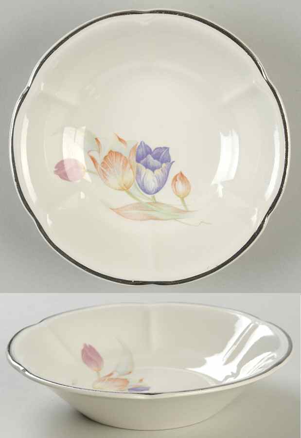 Pastel Tulip (Ribbed, Scalloped) Fruit/Dessert (Sauce) Bowl by Harker-1