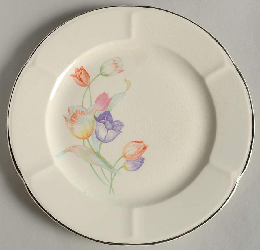 Pastel Tulip (Ribbed, Scalloped) Luncheon Plate by Harker-1