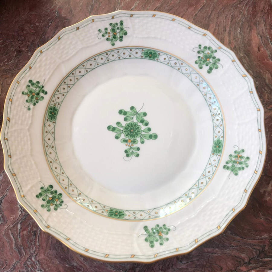 Waldstein Green Dessert/Pie Plate by Herend-1