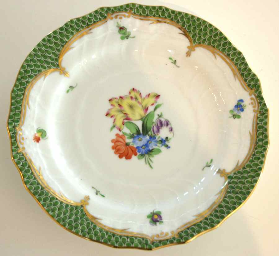 Printemps Green Border Bread & Butter Plate by Herend-1