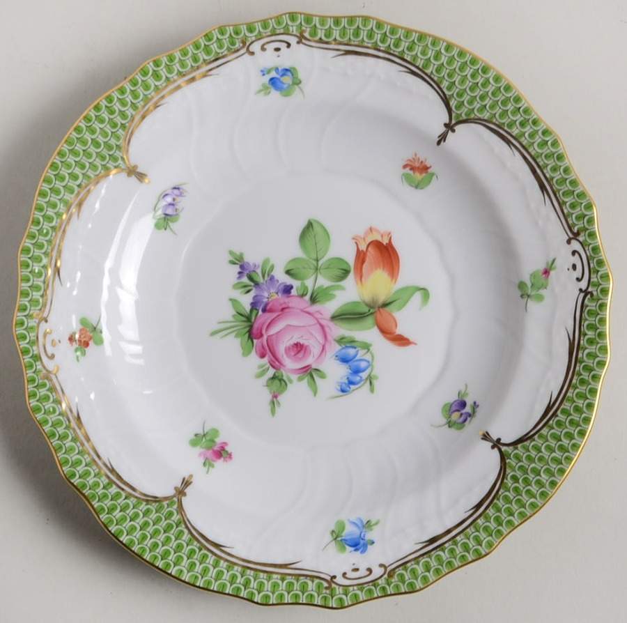 Printemps Green Border Salad Plate by Herend-1