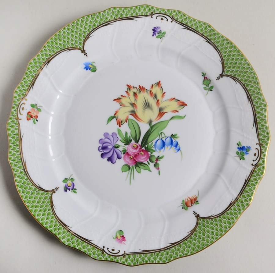 Printemps Green Border Dinner Plate by Herend-1
