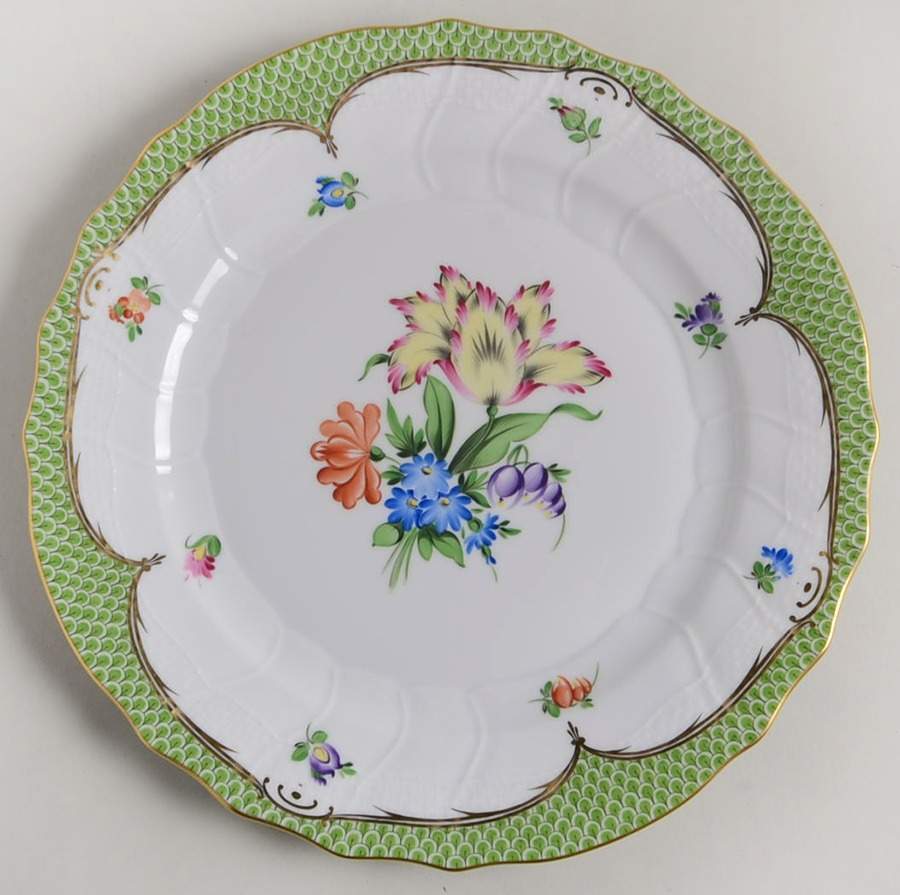 Printemps Green Border Dinner Plate by Herend-1