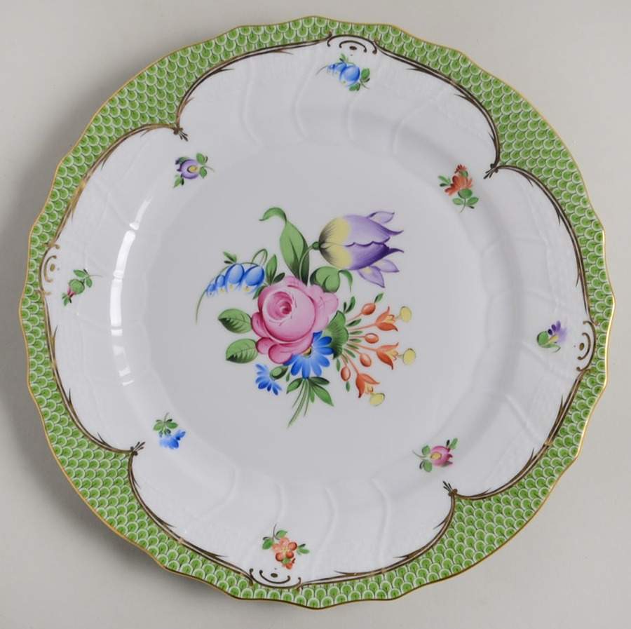 Printemps Green Border Dinner Plate by Herend-1