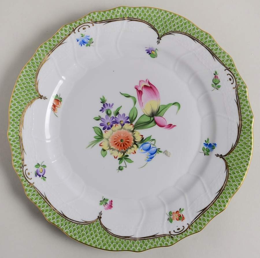 Printemps Green Border Dinner Plate by Herend-1